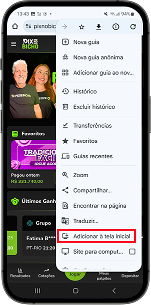 Menu do Chrome aberto com a opção Instalar aplicativo em destaque